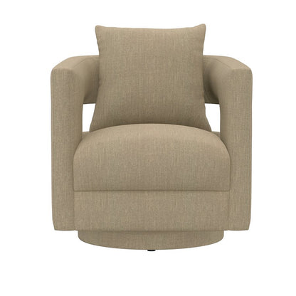 Tan Upholstered Swivel Chair 360-Degree Modern Style with Open Back (2-Pack)