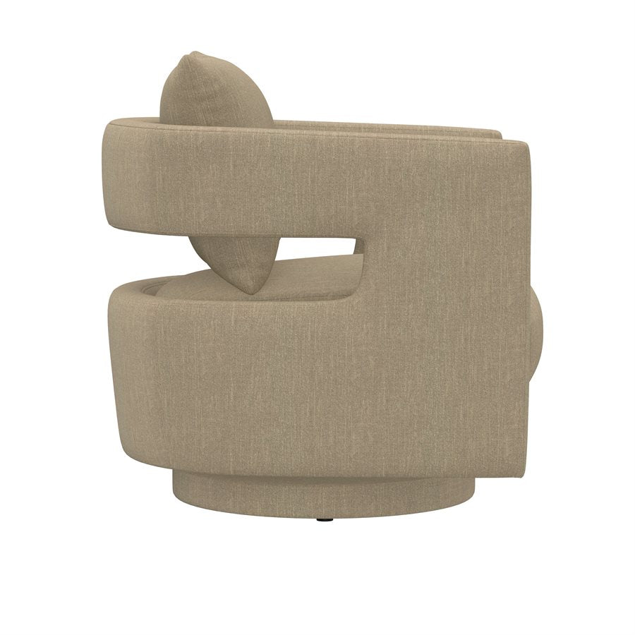 Tan Upholstered Swivel Chair 360-Degree Modern Style with Open Back (2-Pack)