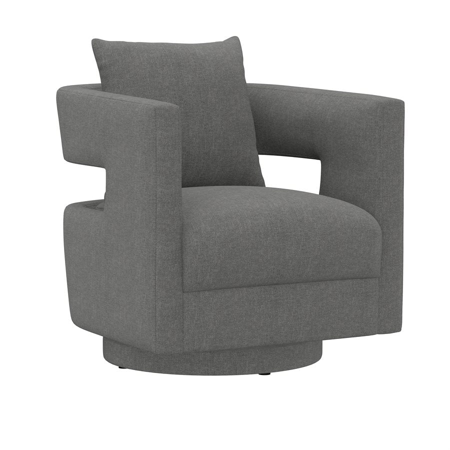 Gray Upholstered Swivel Chair 360-Degree Modern Style with Open Back (2-Pack)