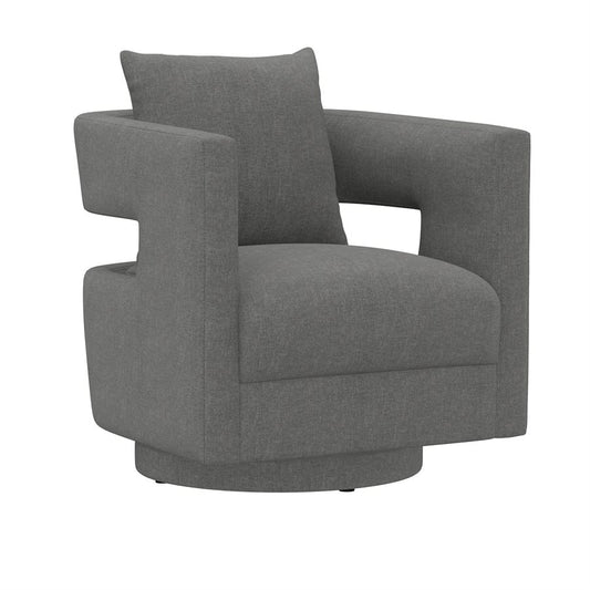 Gray Upholstered Swivel Chair 360-Degree Modern Style with Open Back (2-Pack)