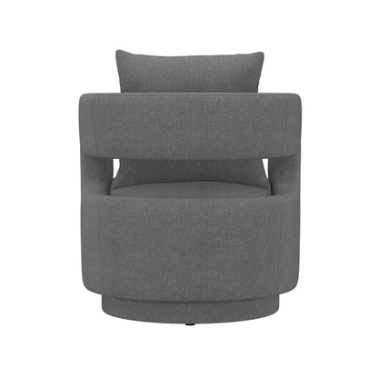 Gray Upholstered Swivel Chair 360-Degree Modern Style with Open Back (2-Pack)