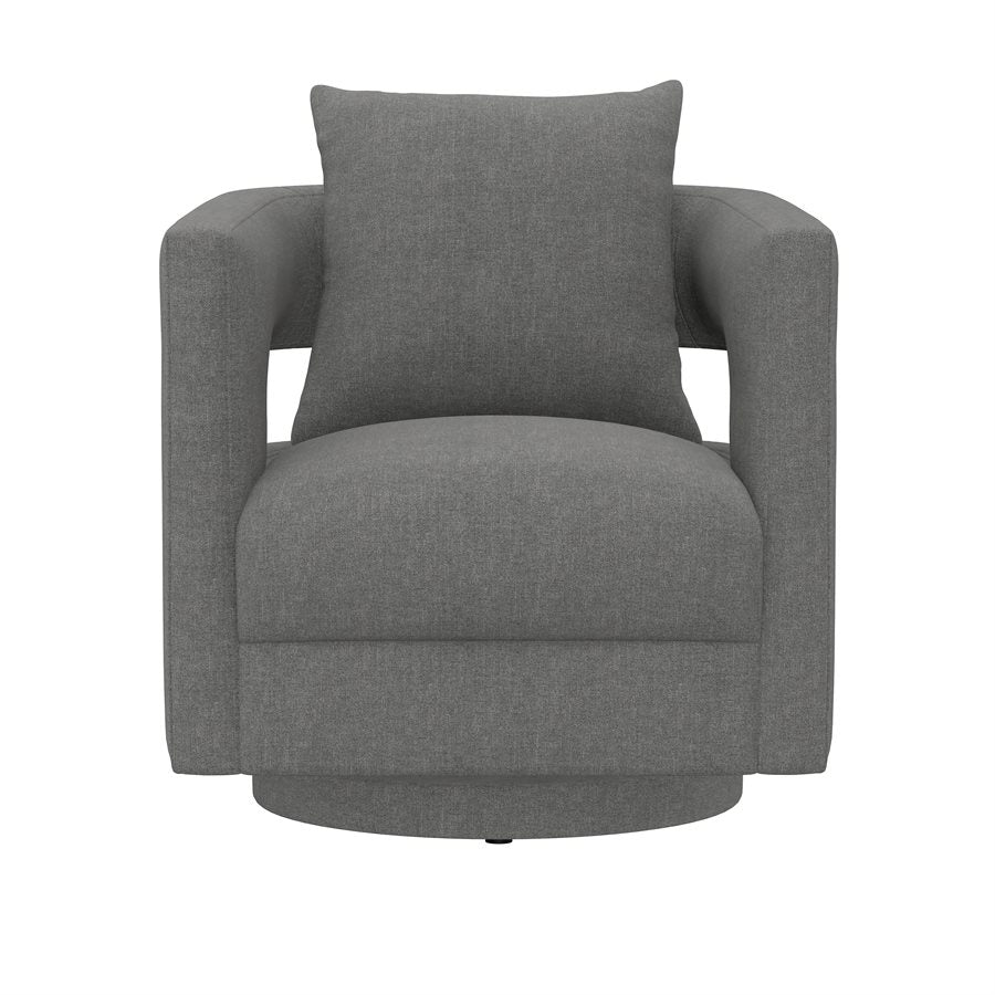 Gray Upholstered Swivel Chair 360-Degree Modern Style with Open Back (2-Pack)