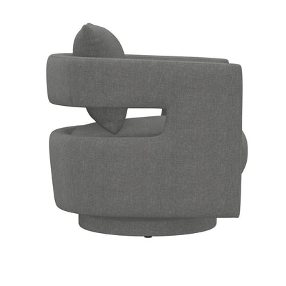 Gray Upholstered Swivel Chair 360-Degree Modern Style with Open Back (2-Pack)