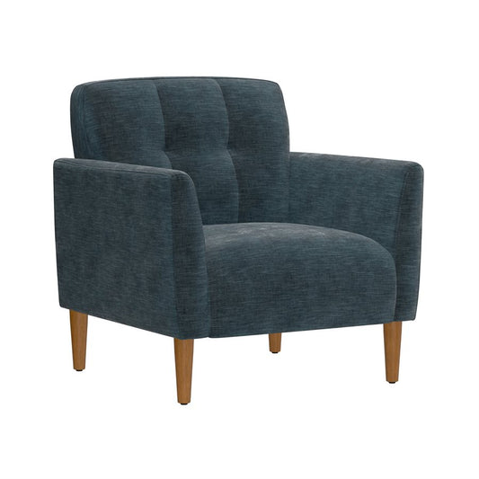 Blue Upholstered Accent Chair with Button Tufts and Arms (2-Pack)