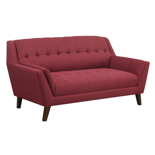LOVESEAT - RED - Mid-Century Modern, Tufted, Clean Lines