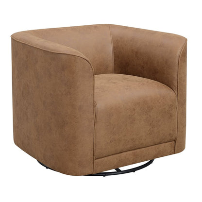 Saddle Brown Upholstered Swivel Chair 360-Degree Contemporary Design (2-Pack)