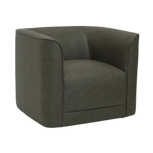 Olive Green Upholstered Swivel Chair 360-Degree Contemporary Design (2-Pack)