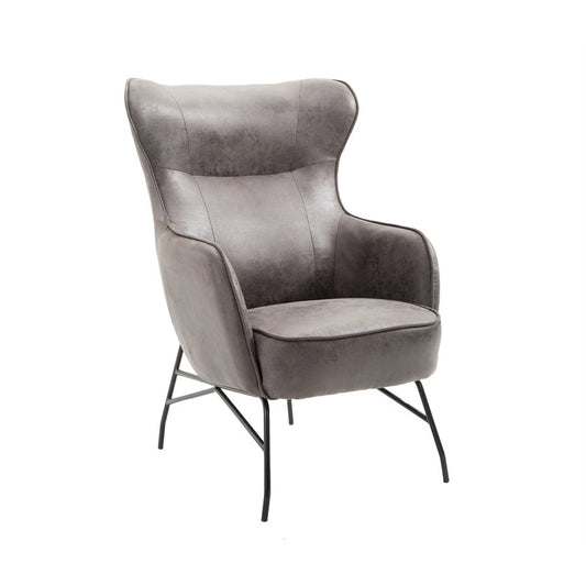 Charcoal Faux Leather Accent Chair Contemporary Design (2-Pack)