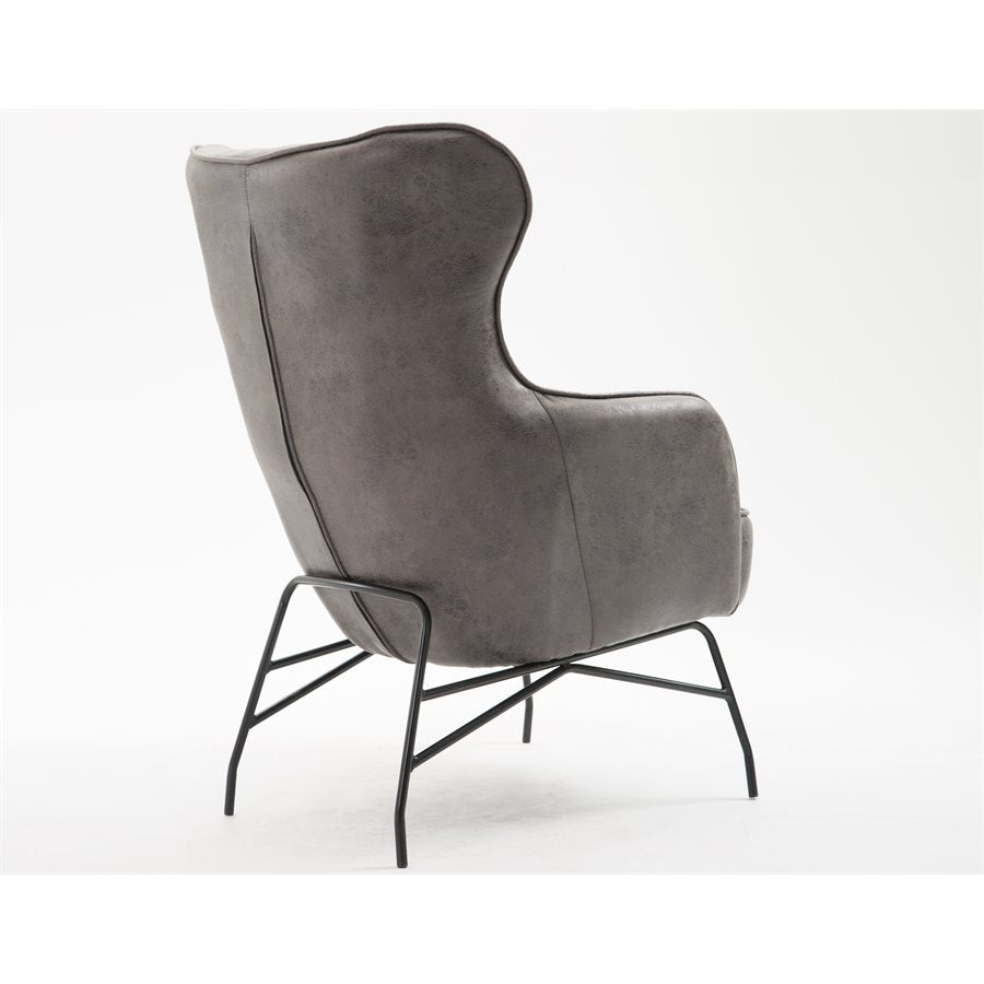 Charcoal Faux Leather Accent Chair Contemporary Design (2-Pack)