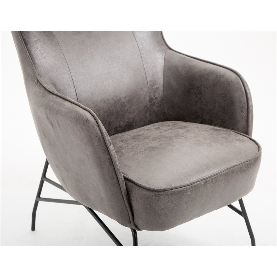 Charcoal Faux Leather Accent Chair Contemporary Design (2-Pack)