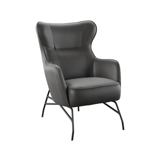 Black Faux Leather Accent Chair Contemporary Design (2-Pack)