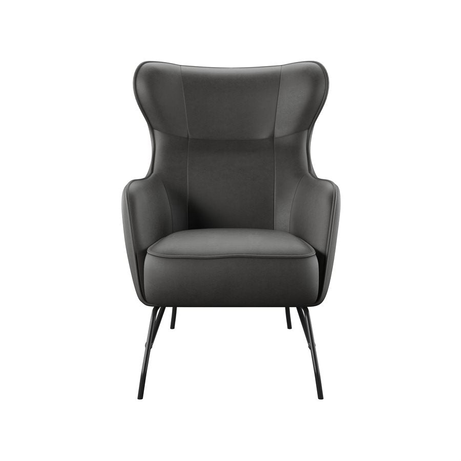 Black Faux Leather Accent Chair Contemporary Design (2-Pack)
