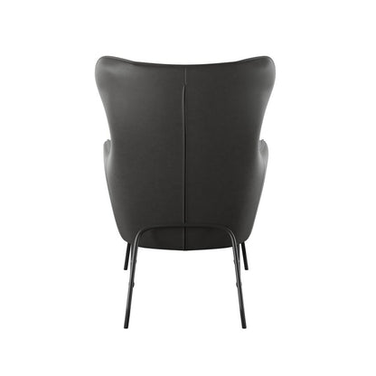 Black Faux Leather Accent Chair Contemporary Design (2-Pack)