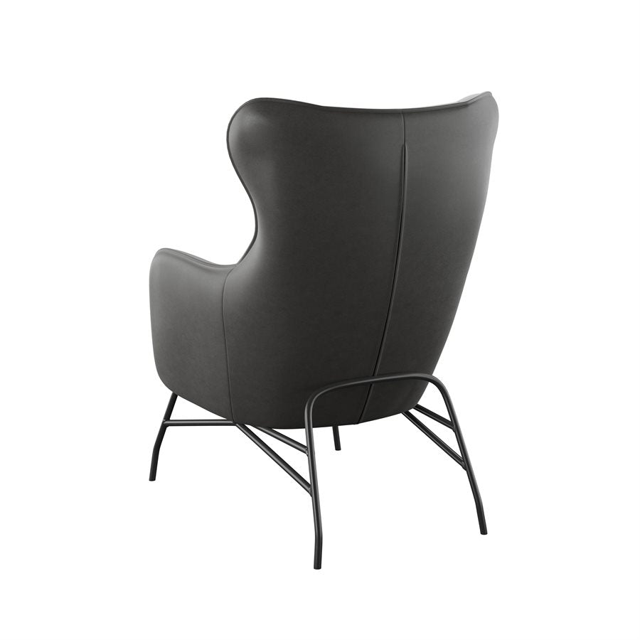 Black Faux Leather Accent Chair Contemporary Design (2-Pack)