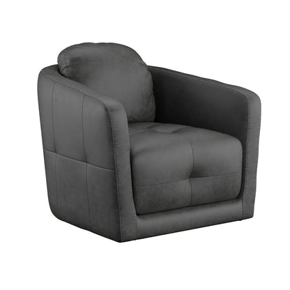 Steel Grey Upholstered Swivel Chair 360-Degree Modern Style (2-Pack)