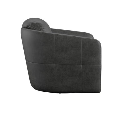 Steel Grey Upholstered Swivel Chair 360-Degree Modern Style (2-Pack)