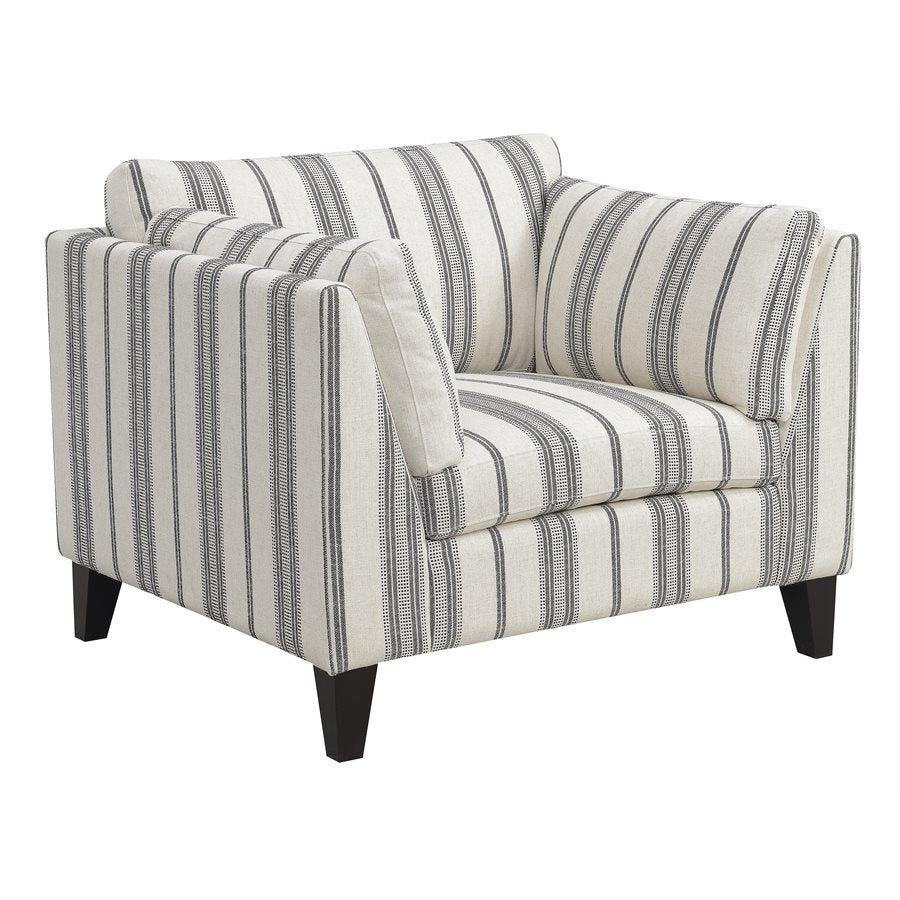 Gray Stripe Upholstered Accent Chair Traditional Design (2-Pack)