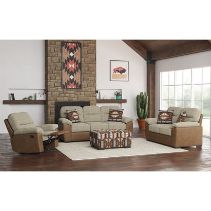 LOVESEAT W /  2 PILLOW - TWO TONE BEIGE / BROWN PU