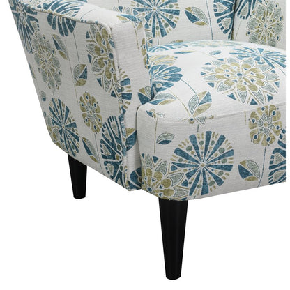 Teal Multi Fabric Accent Chair Wood Legs Spring Support (2-Pack)