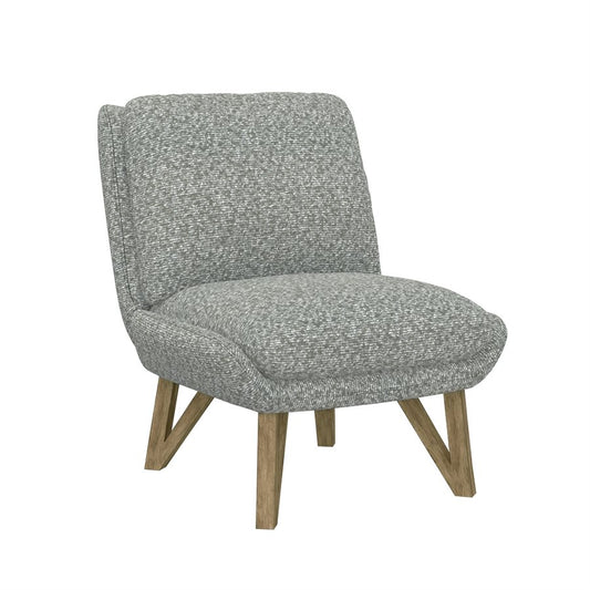 Grey Upholstered Contemporary Armless Chair Pocketed Coil Seat (2-Pack)