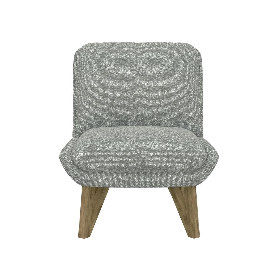 Grey Upholstered Contemporary Armless Chair Pocketed Coil Seat (2-Pack)