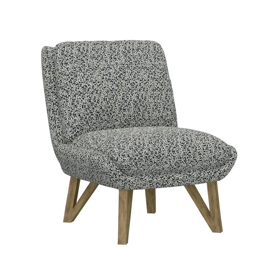 Blue Upholstered Contemporary Armless Chair Pocketed Coil Seat (2-Pack)