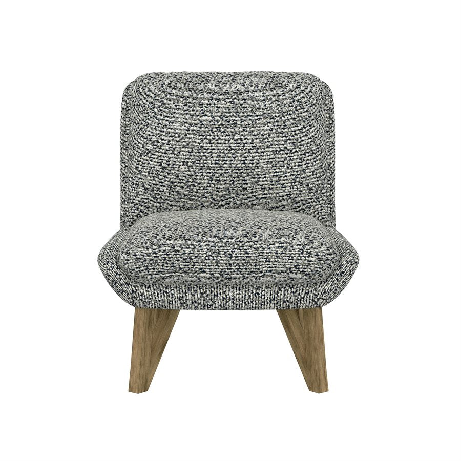 Blue Upholstered Contemporary Armless Chair Pocketed Coil Seat (2-Pack)