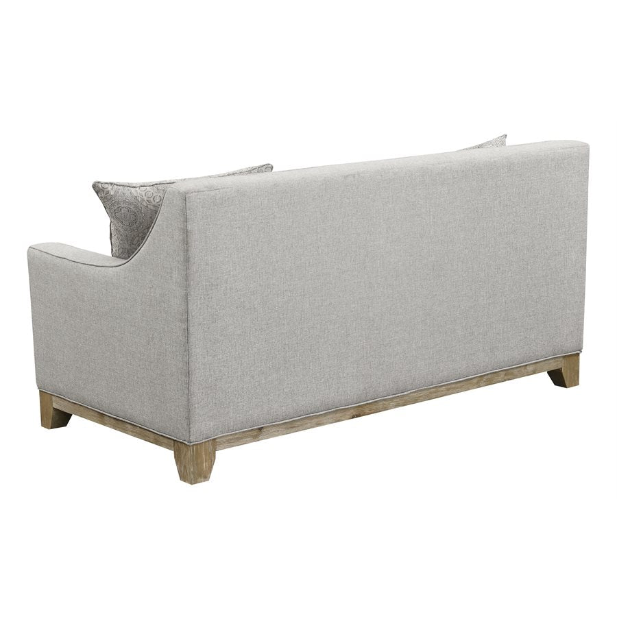 LOVESEAT W / 4 PILLOWS  Gray Textured Fabric, Classic, Button Tufted