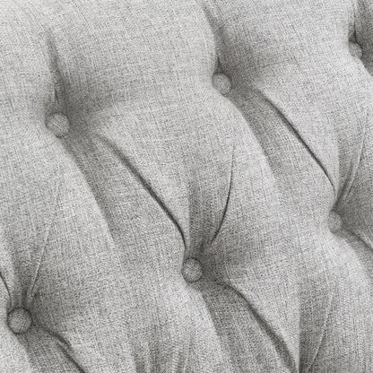 LOVESEAT W / 4 PILLOWS  Gray Textured Fabric, Classic, Button Tufted