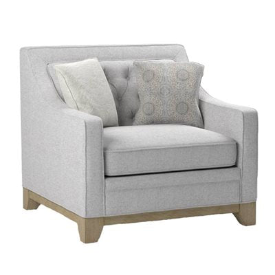 CHAIR W / 2 PILLOWS Gray Textured Fabric, Classic, Button Tufted (2-Pack)