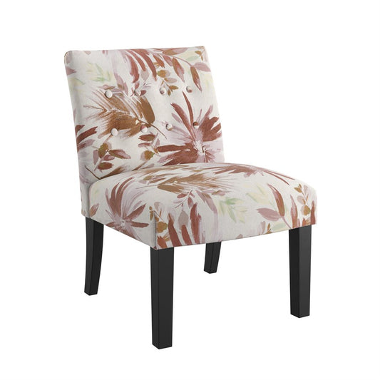 Red Multi Fabric Accent Armless Chair Spring Support Floral Design (2-Pack)