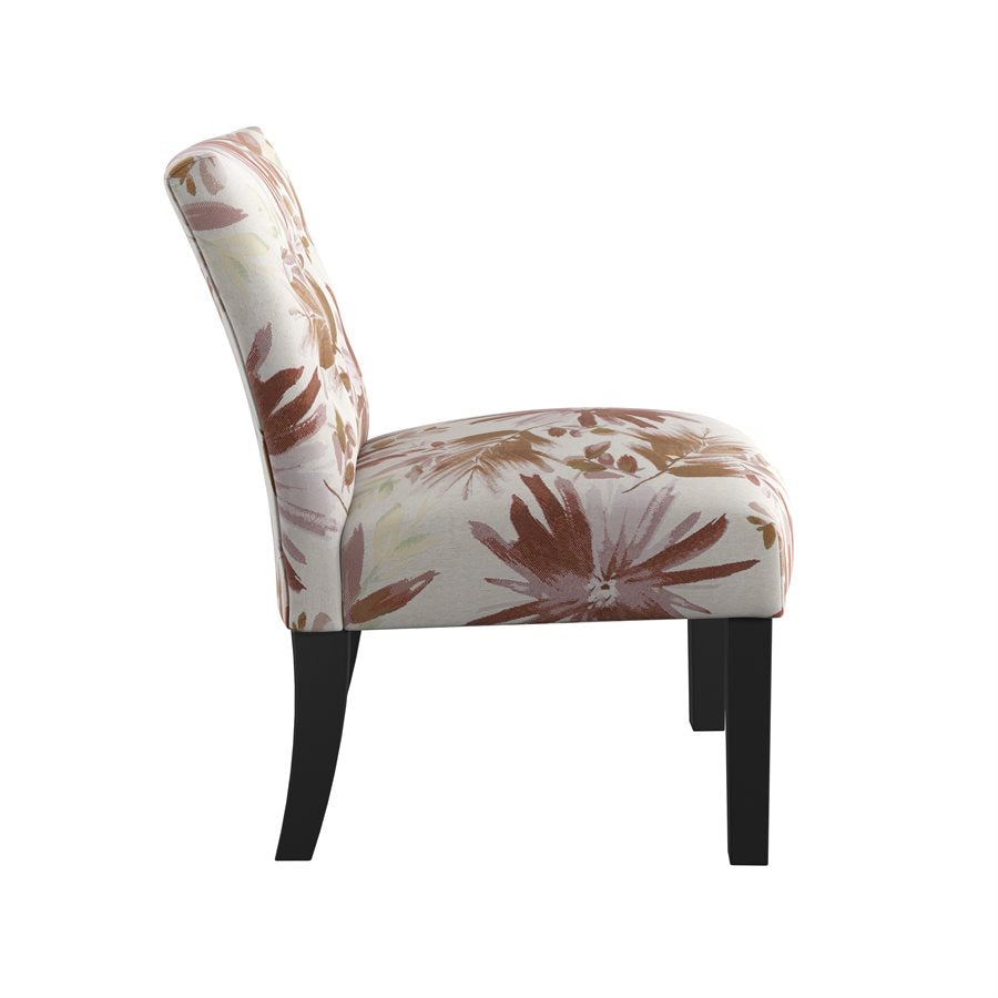 Red Multi Fabric Accent Armless Chair Spring Support Floral Design (2-Pack)