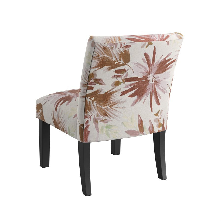 Red Multi Fabric Accent Armless Chair Spring Support Floral Design (2-Pack)
