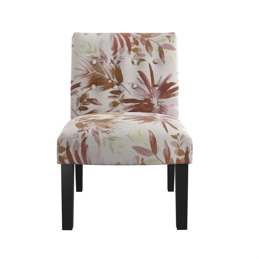 Red Multi Fabric Accent Armless Chair Spring Support Floral Design (2-Pack)