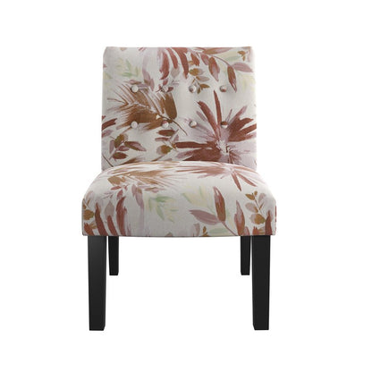 Red Multi Fabric Accent Armless Chair Spring Support Floral Design (2-Pack)