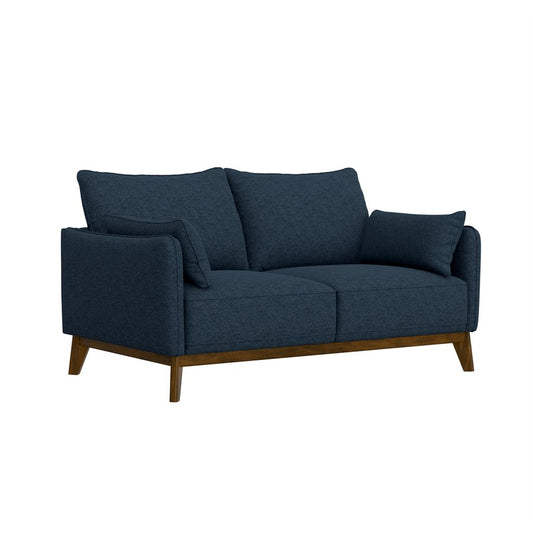 LOVESEAT W /  WOOD BASE - NAVY - Mid-Century Modern