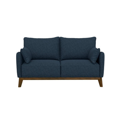LOVESEAT W /  WOOD BASE - NAVY - Mid-Century Modern