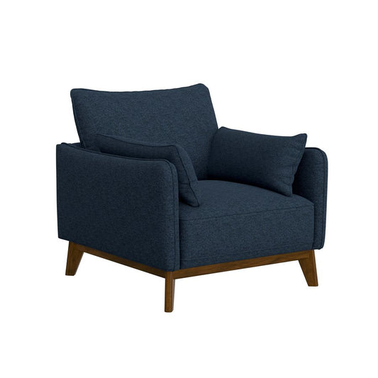 CHAIR W /  WOOD BASE  - NAVY - MID CENTURY-MODERN (2-Pack)