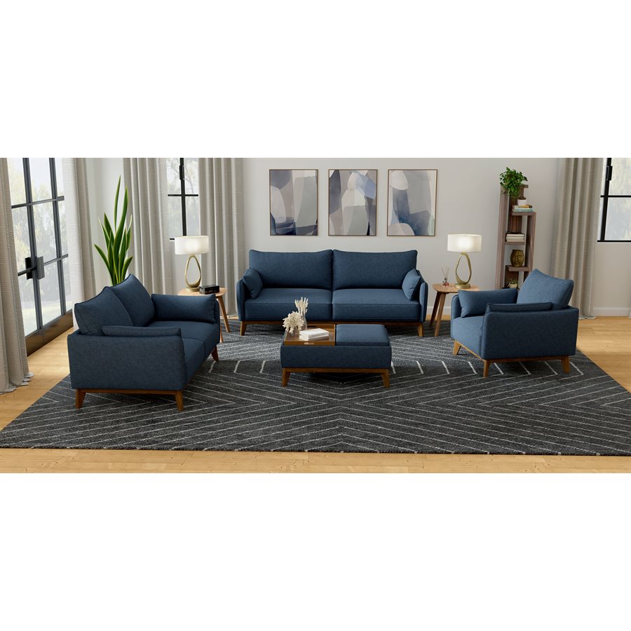 SOFA W /  WOOD BASE - NAVY