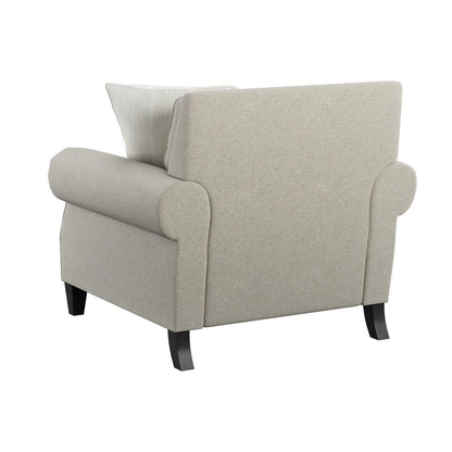CHAIR W / 1 PILLOW Saxon Beige fabric, Rolled arms, Bronze Nailhead Trim (2-Pack)