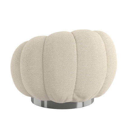 Pumpkin Swivel White Boucle Fabric Contemporary Chair Spring Support (2-Pack)