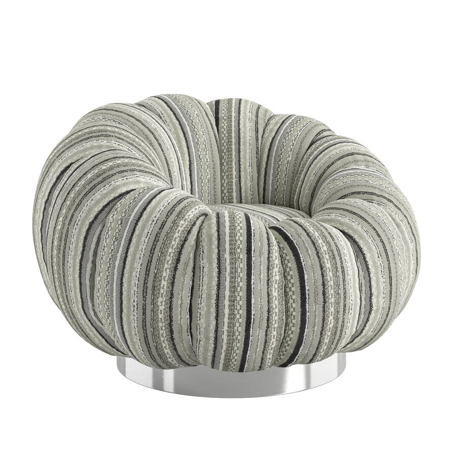 Pumpkin Swivel Black and Gray Striped Fabric Contemporary Chair Spring Support (2-Pack)