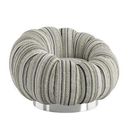 Pumpkin Swivel Black and Gray Striped Fabric Contemporary Chair Spring Support (2-Pack)