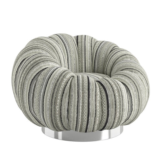 Pumpkin Swivel Black and Gray Striped Fabric Contemporary Chair Spring Support (2-Pack)