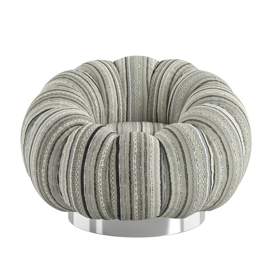 Pumpkin Swivel Black and Gray Striped Fabric Contemporary Chair Spring Support (2-Pack)