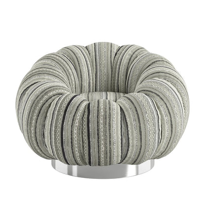 Pumpkin Swivel Black and Gray Striped Fabric Contemporary Chair Spring Support (2-Pack)