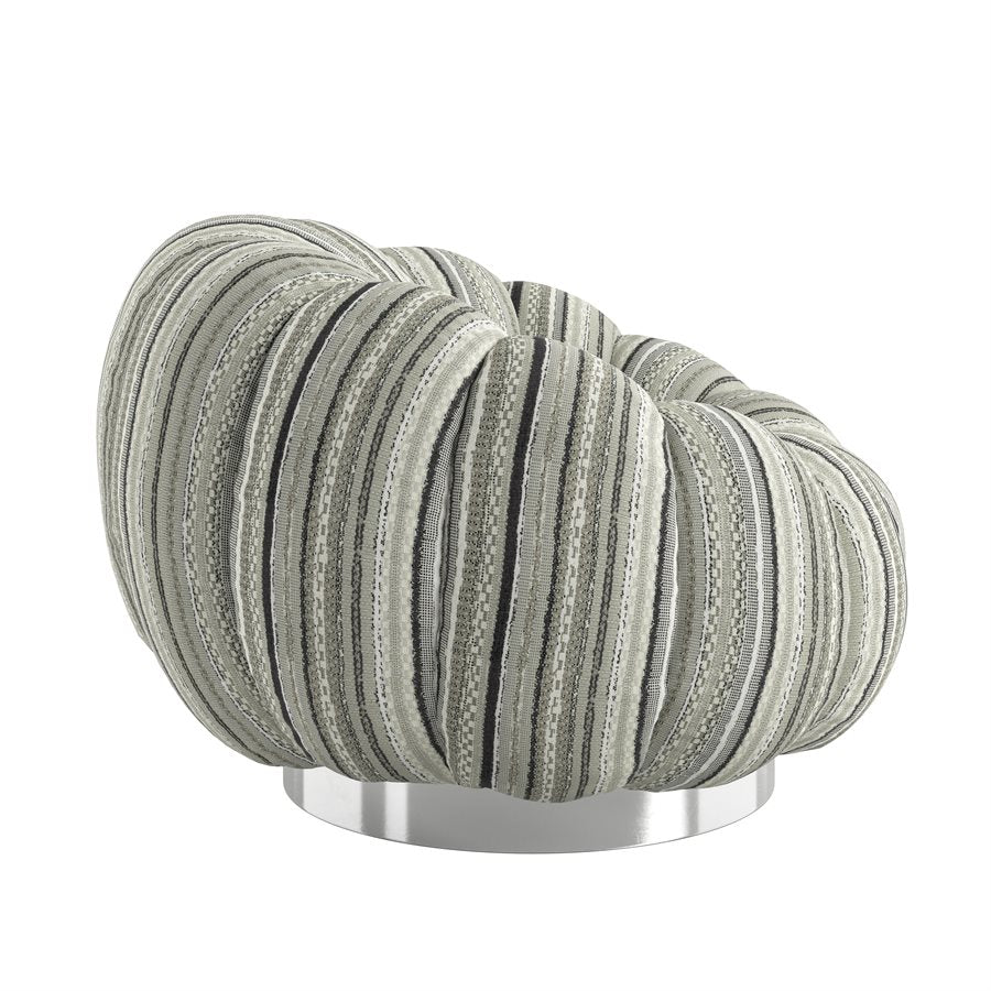 Pumpkin Swivel Black and Gray Striped Fabric Contemporary Chair Spring Support (2-Pack)