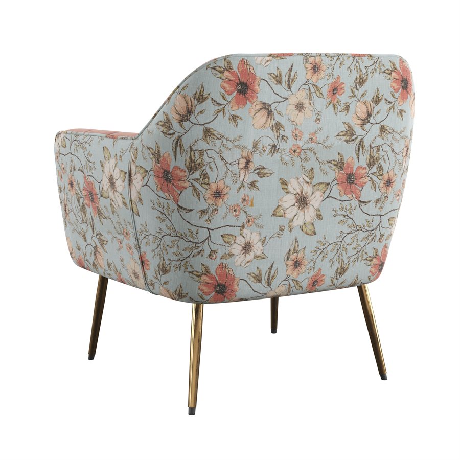 Recycled Pink Floral Velvet Mid-Century Modern Chair Spring Support (2-Pack)