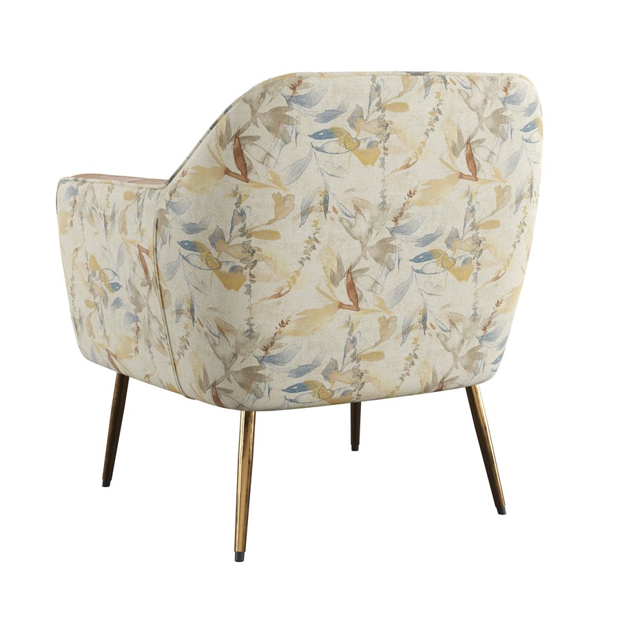 Vintage Saddle Floral Faux Leather Mid-Century Modern Chair Spring Support (2-Pack)