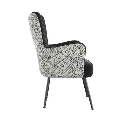 Recycled Black Boho Velvet Mid-Century Modern Chair (2-Pack)